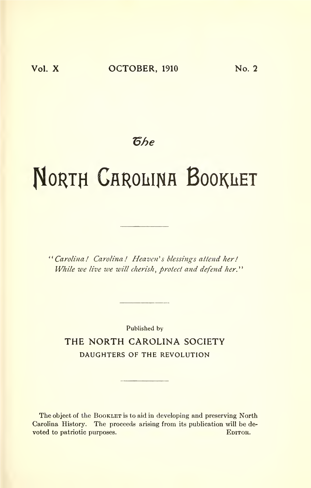 The North Carolina Booklet