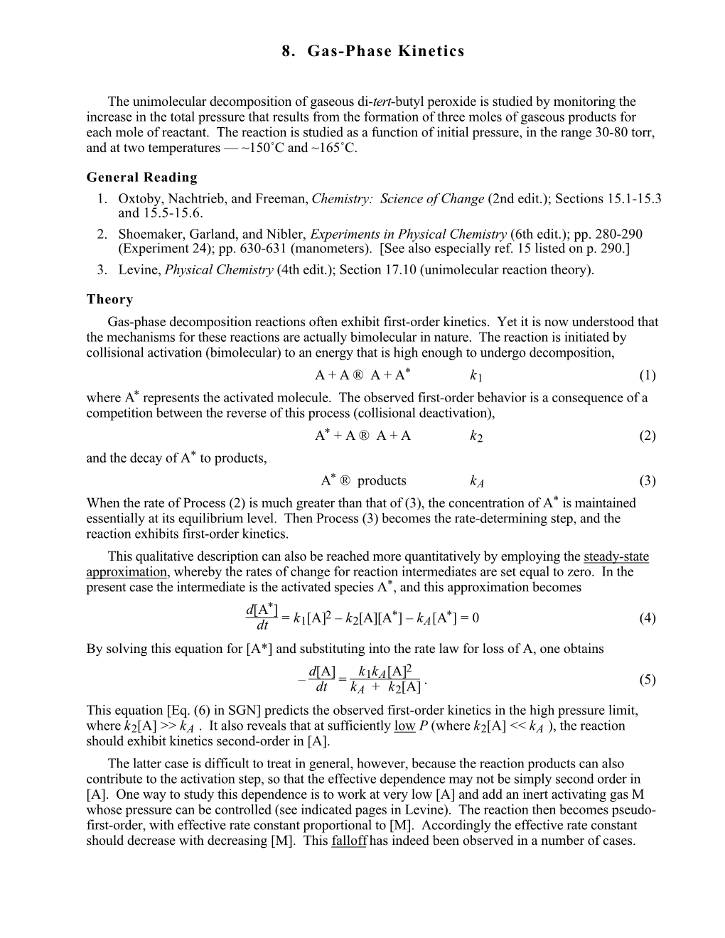 8. Gas-Phase Kinetics