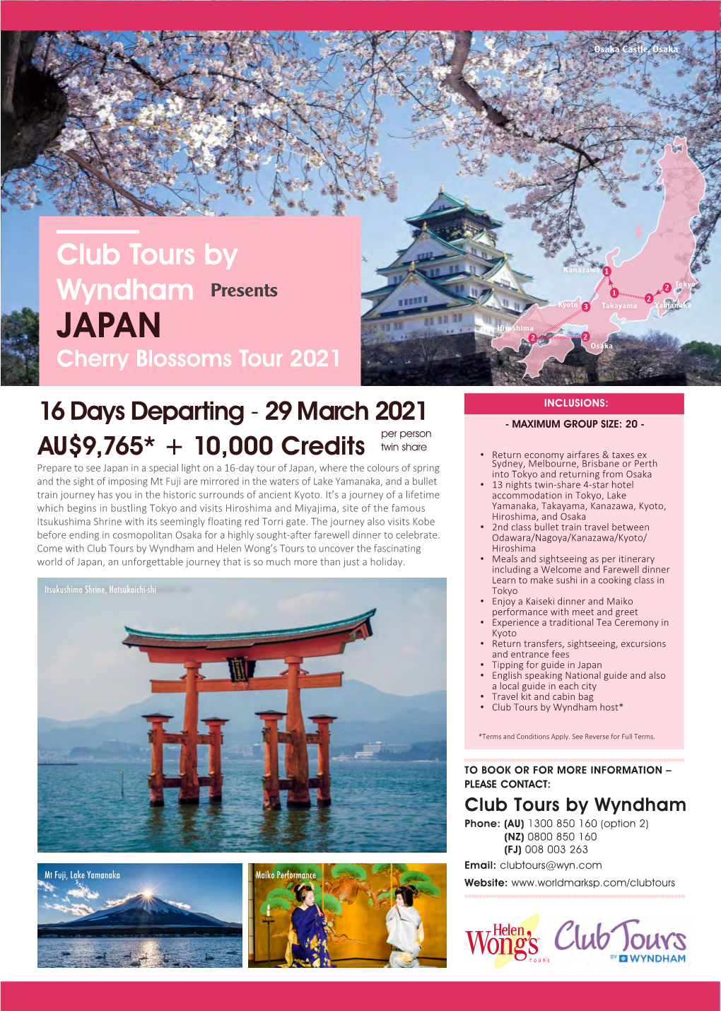 Club Tours by Wyndham Presents JAPAN Cherry Blossoms Tour 2021