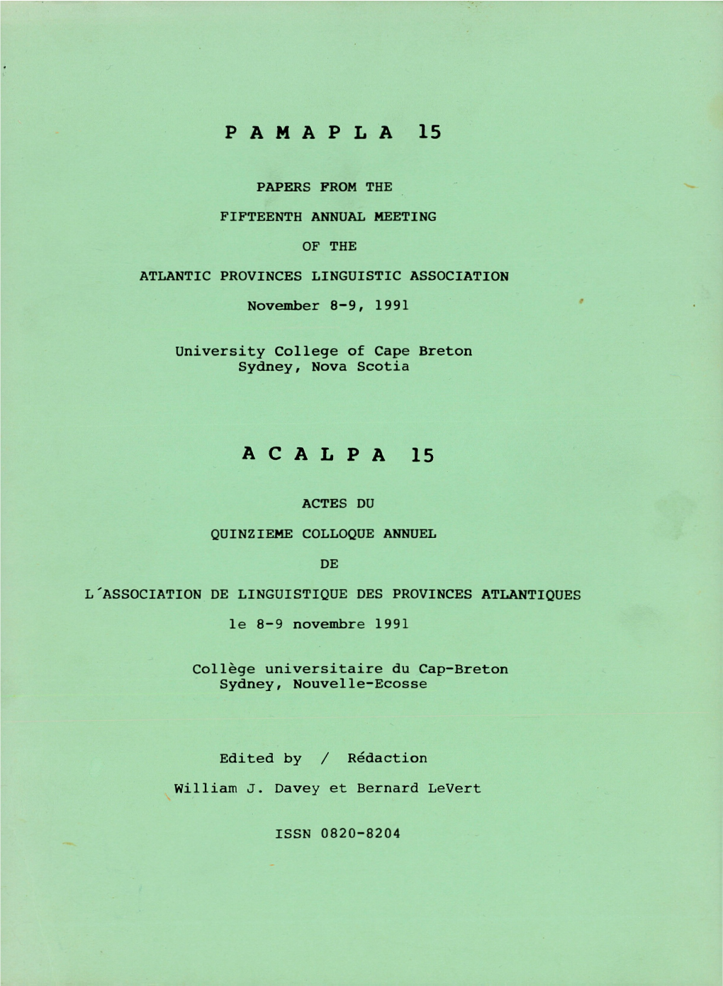 Volume 15, 1991