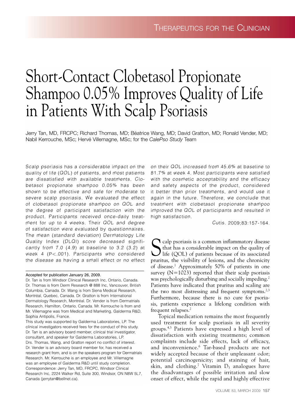 Short-Contact Clobetasol Propionate Shampoo 0.05% Improves Quality of Life in Patients with Scalp Psoriasis