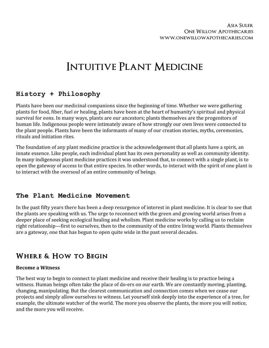 Intuitive Plant Medicine