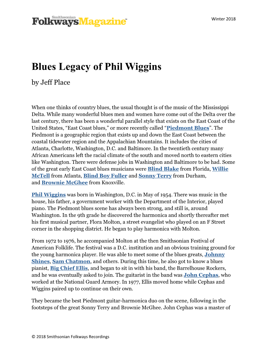 Blues Legacy of Phil Wiggins | Smithsonian Folkways Magazine