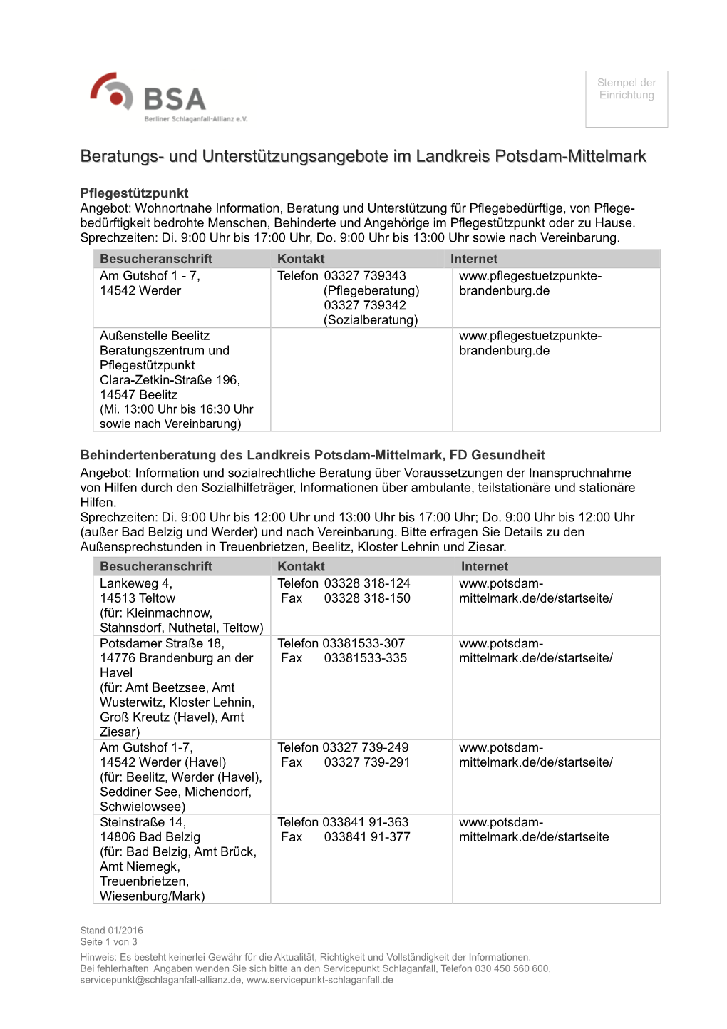 Und Unterstützungsangebote Im Landkreis Potsdam-Mittelmark