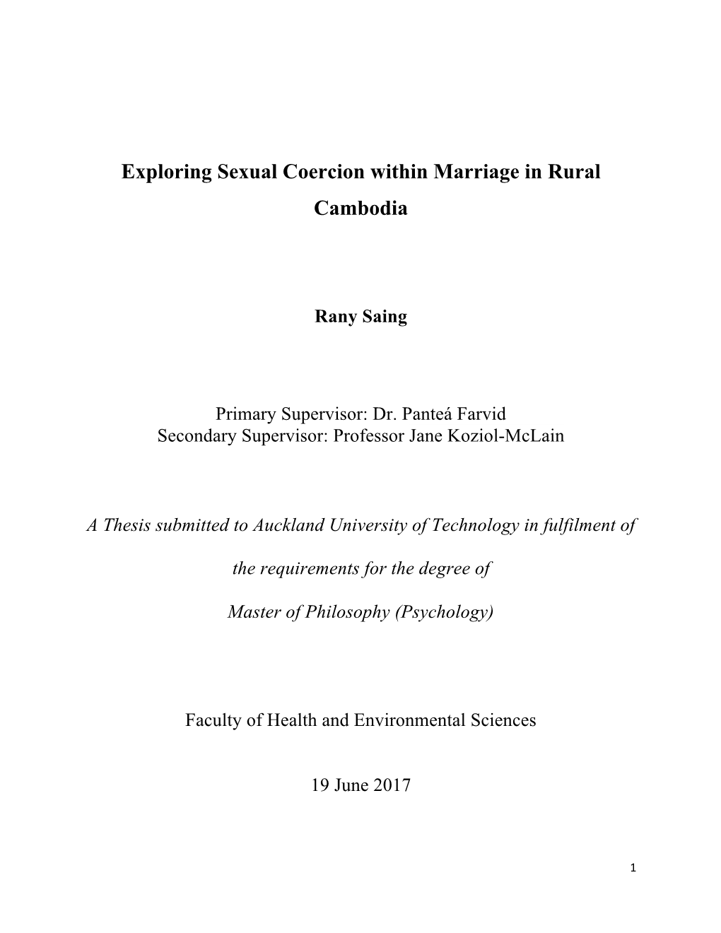 Exploring Sexual Coercion Within Marriage in Rural Cambodia