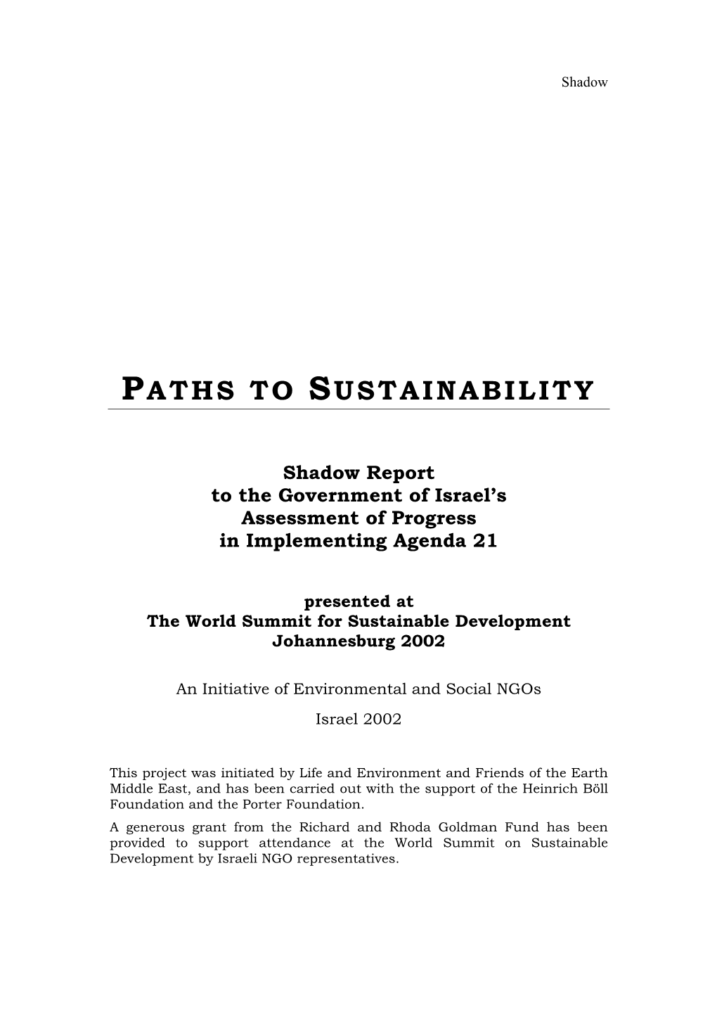 Paths to Sustainability