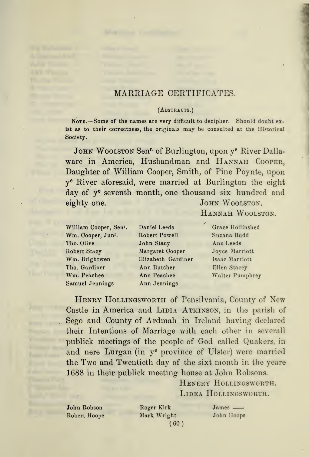 Marriage Certificates