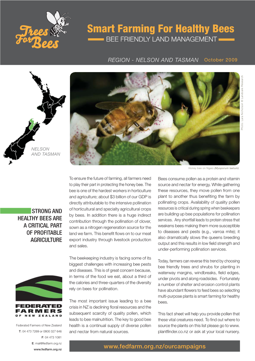 Nelson & Tasman Planting Guide. Farmers Trees for Bees