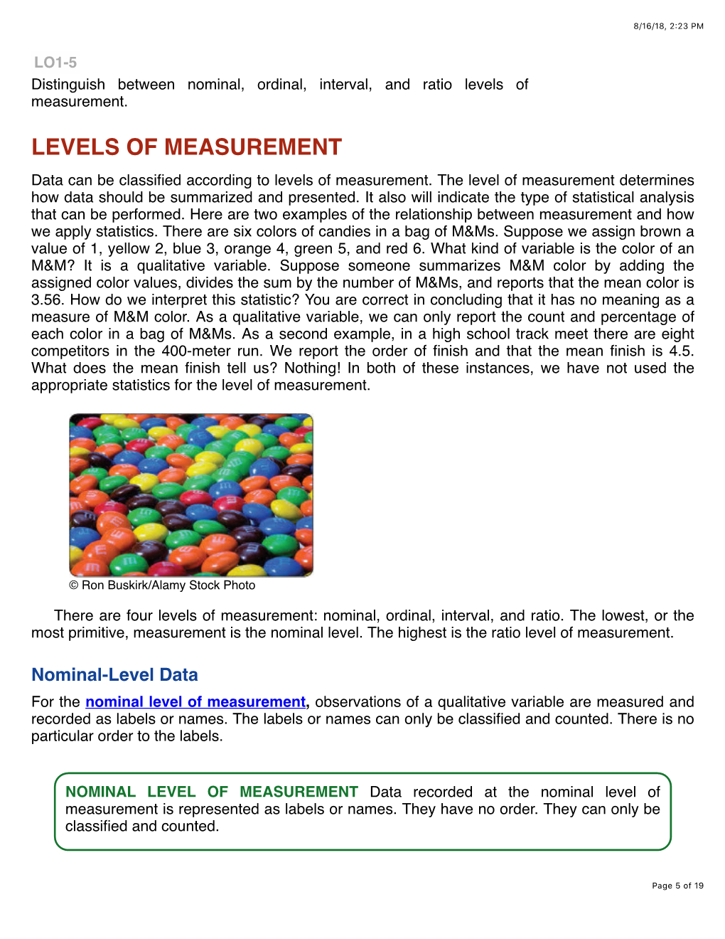 Levels of Measurement