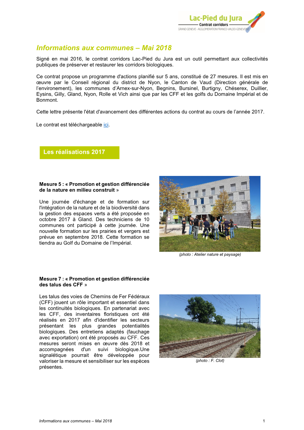 Informations Aux Communes – Mai 2018