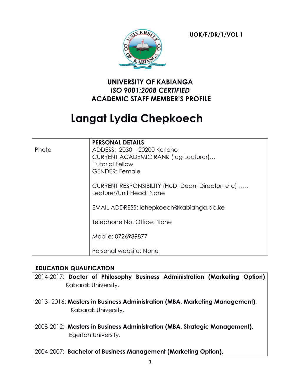 Langat Lydia Chepkoech