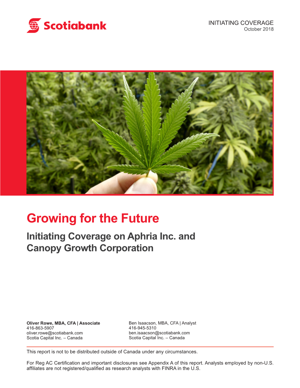 Growing for the Future Initiating Coverage on Aphria Inc