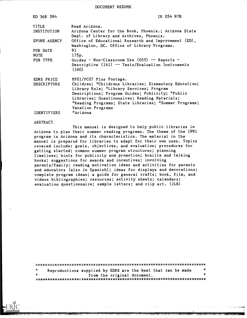 DOCUMENT RESUME ED 368 394 IR 054 978 TITLE Read