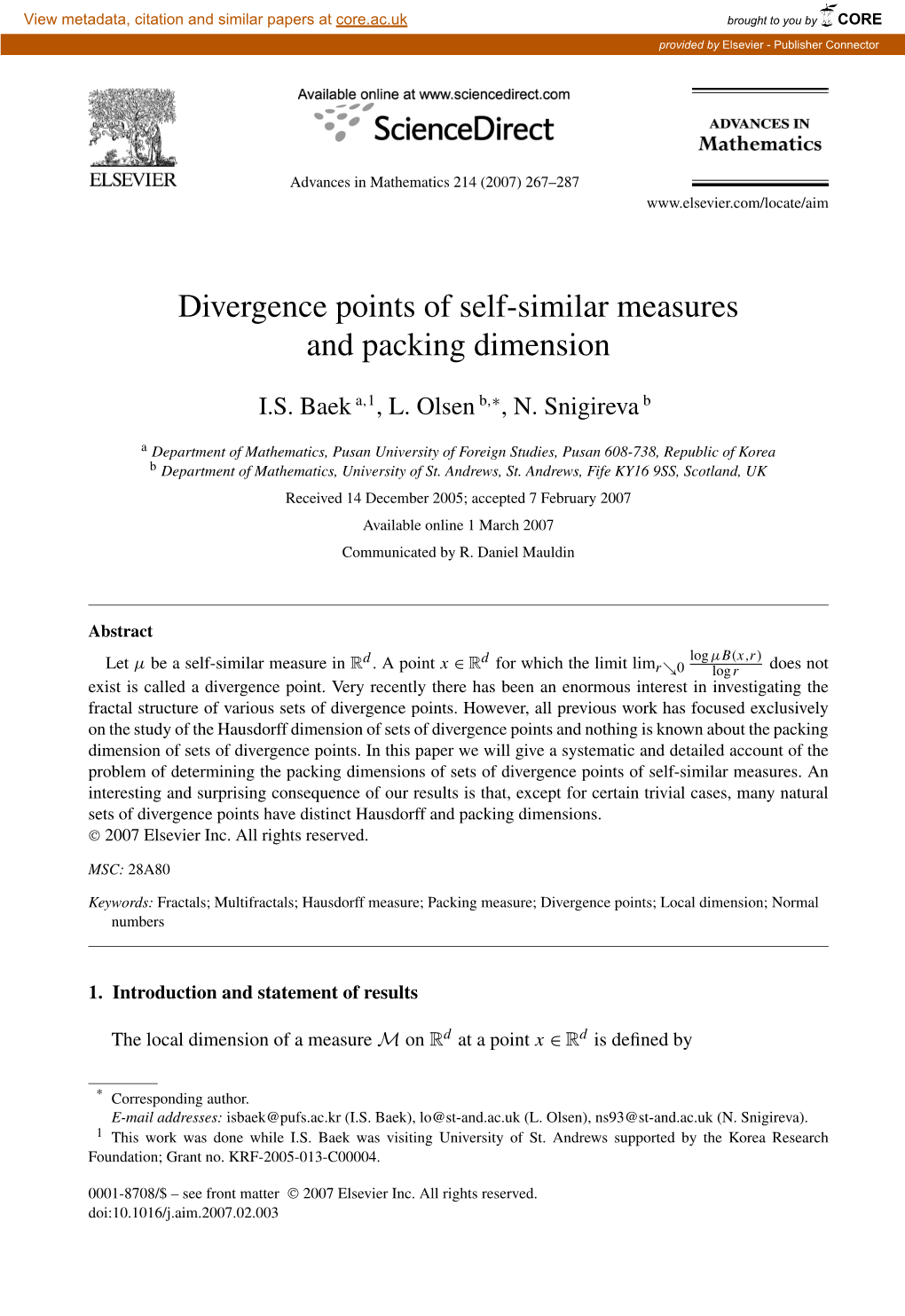 Divergence Points of Self-Similar Measures and Packing Dimension