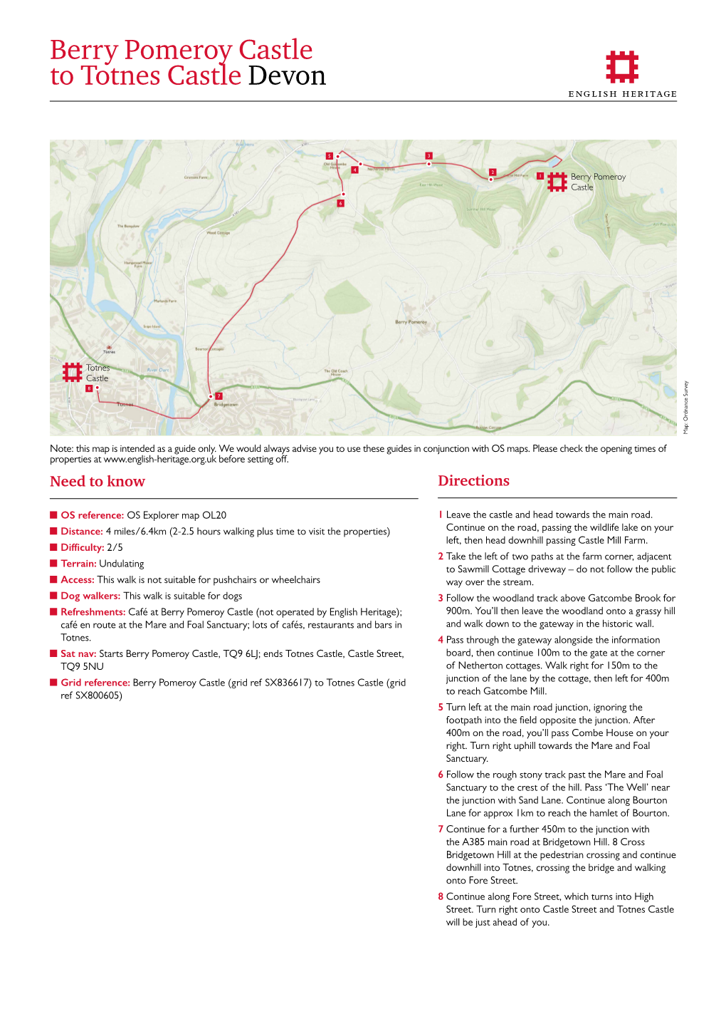 Berry Pomeroy Castle to Totnes Castle Devon