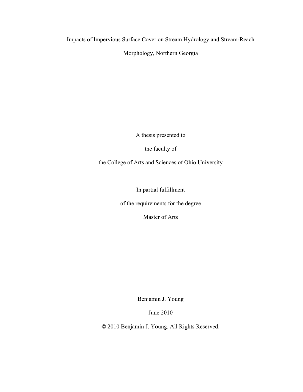 Impacts of Impervious Surface Cover on Stream Hydrology and Stream-Reach