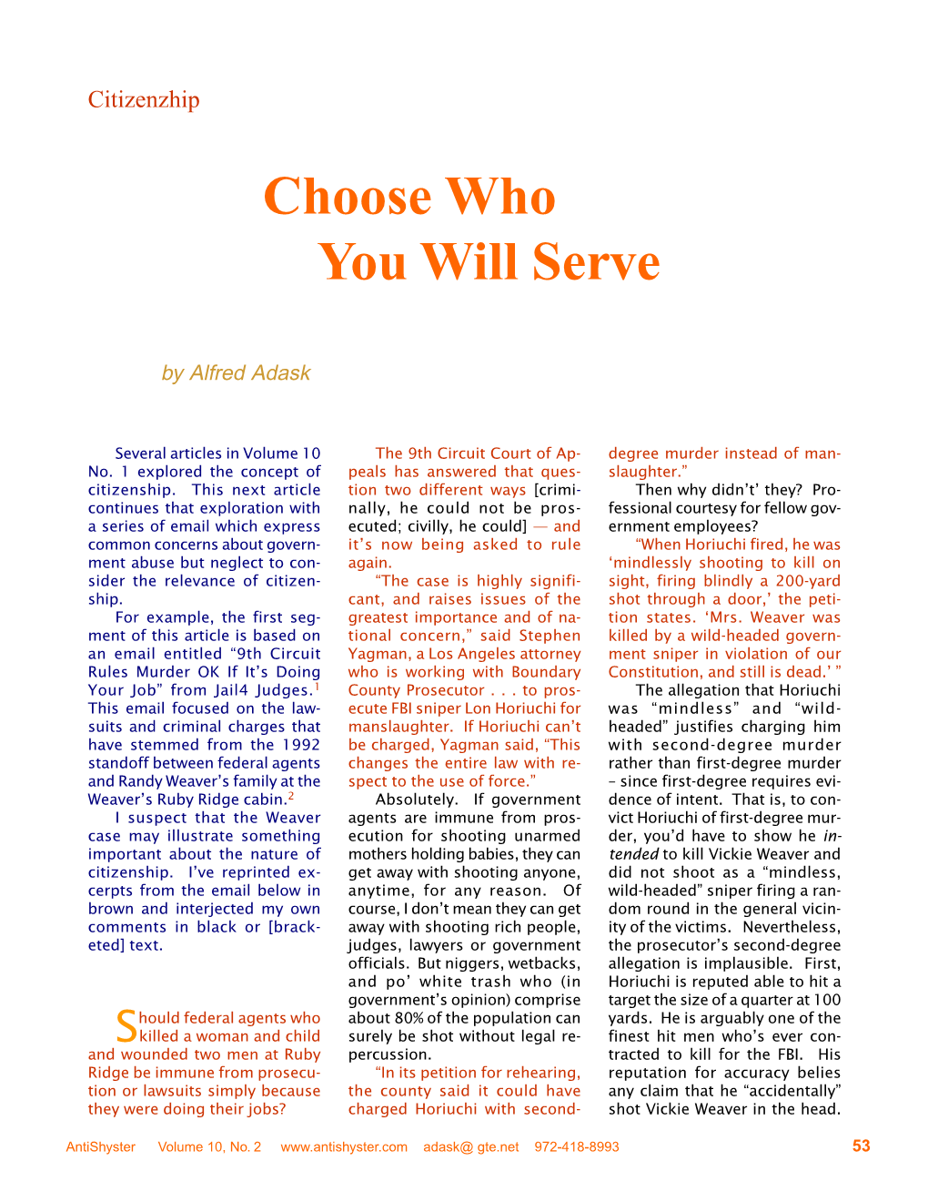 Choose Who You Will Serve