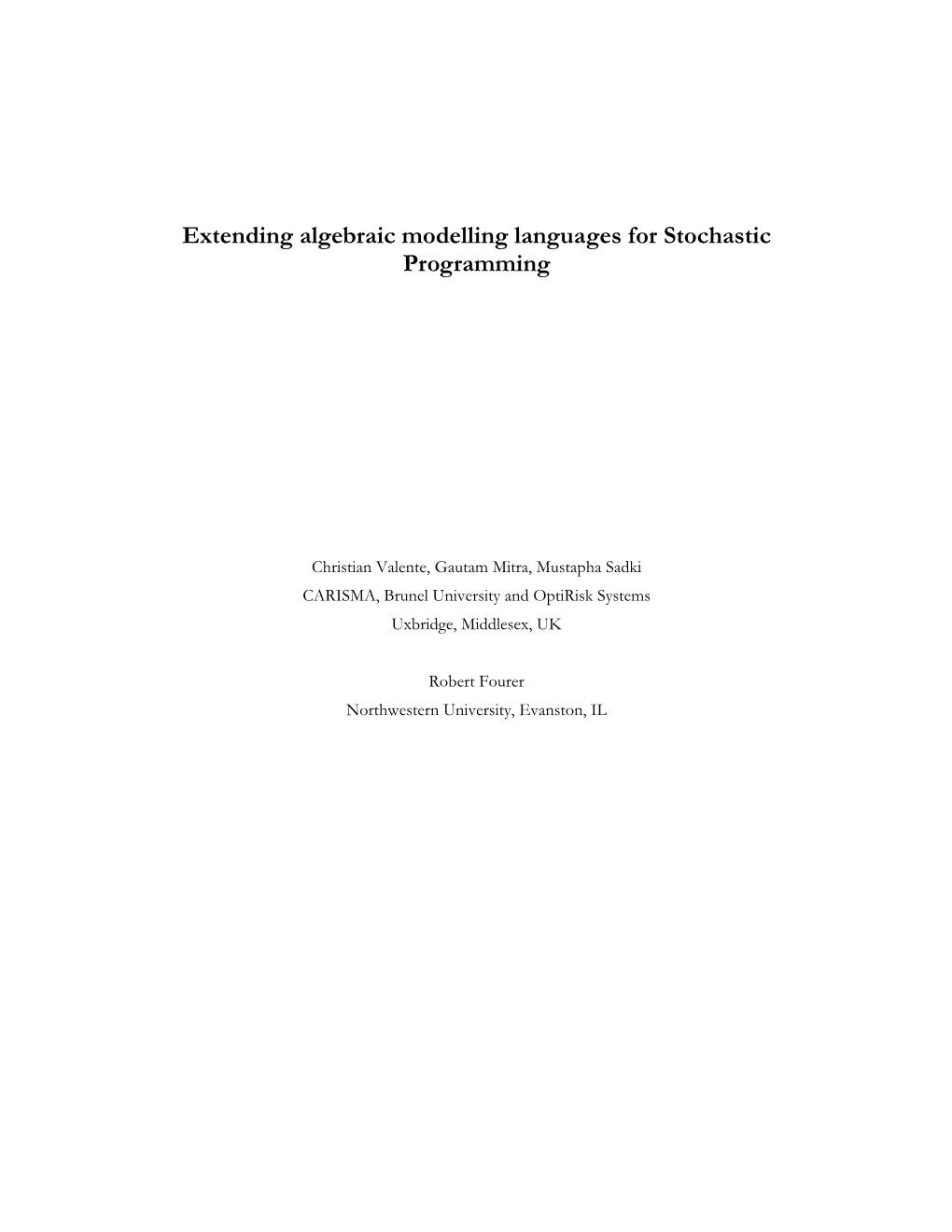 Extending Algebraic Modelling Languages for Stochastic Programming