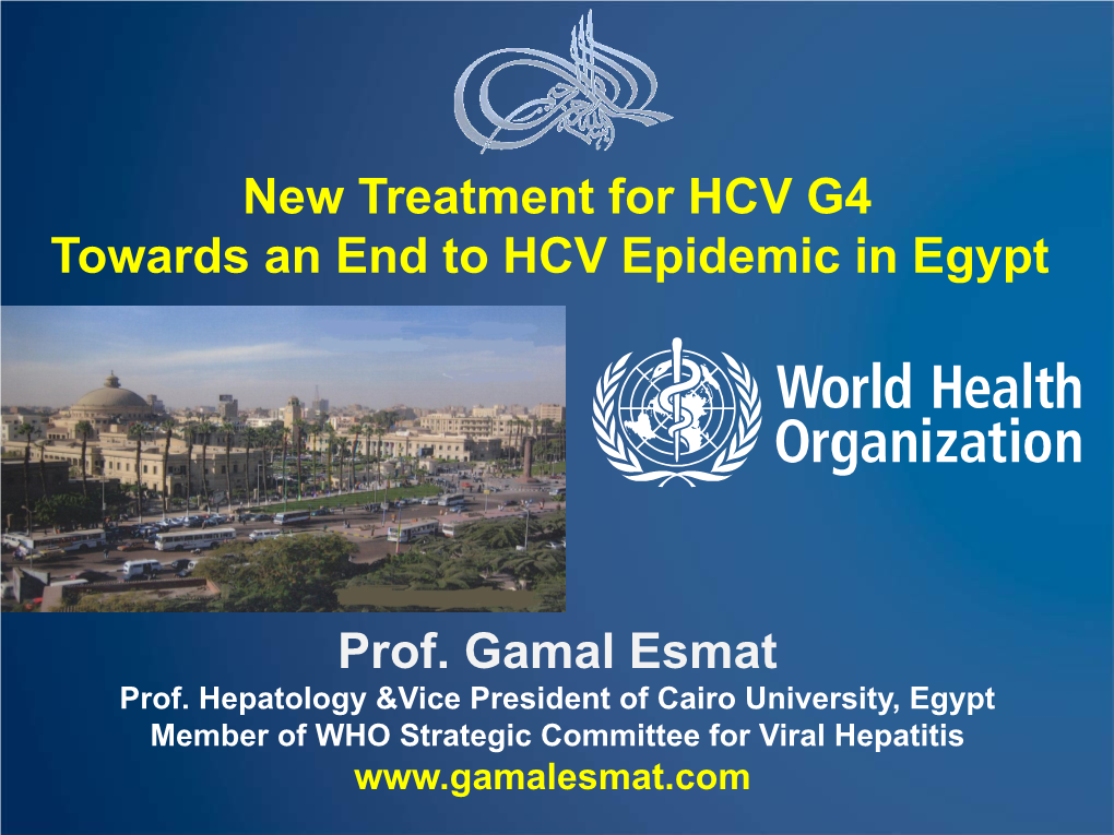 New Treatment for HCV G4 Towards an End to HCV Epidemic in Egypt