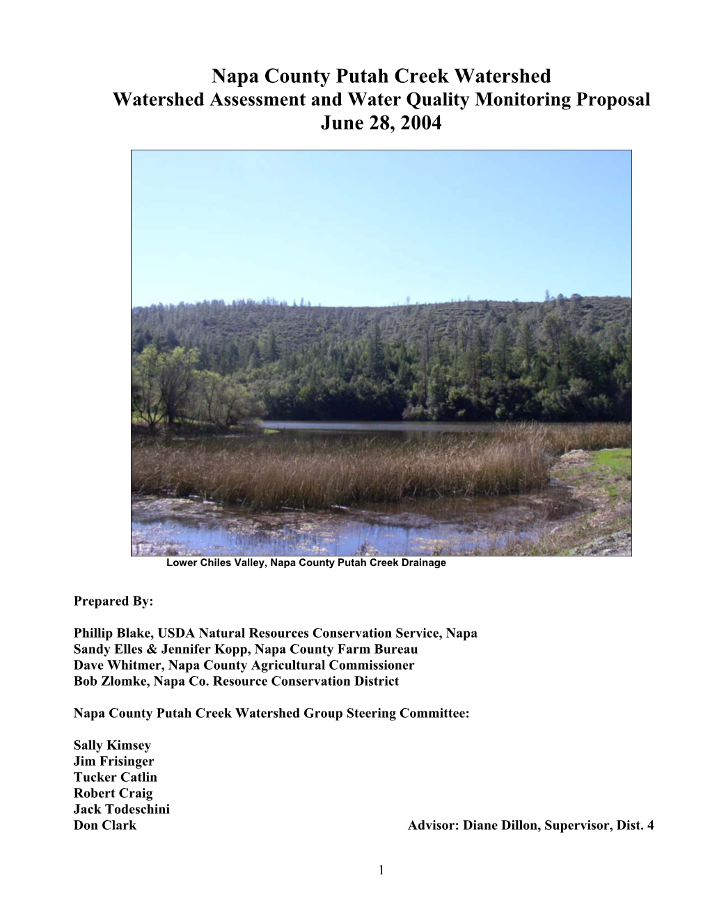 Putah Creek Watershed Watershed Assessment and Water Quality Monitoring Proposal June 28, 2004