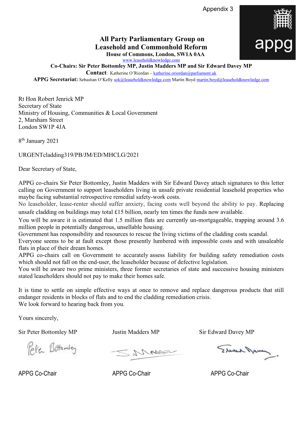 Appendix 3 APPG Leasehold Letter