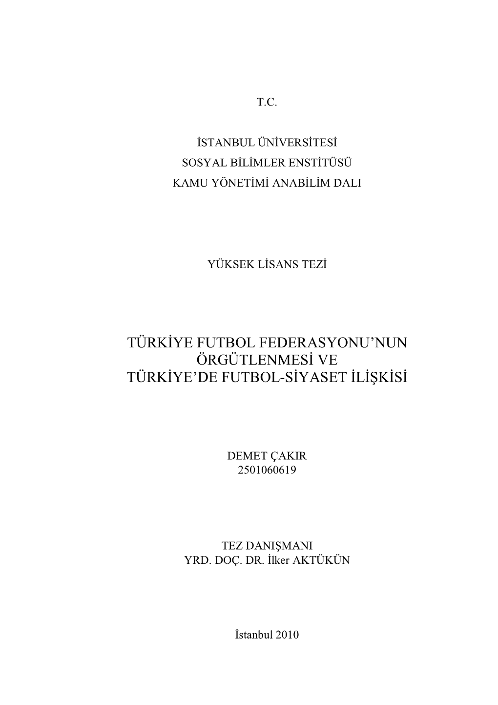 Türkiye Futbol Federasyonu'nun Örgütlenmesi