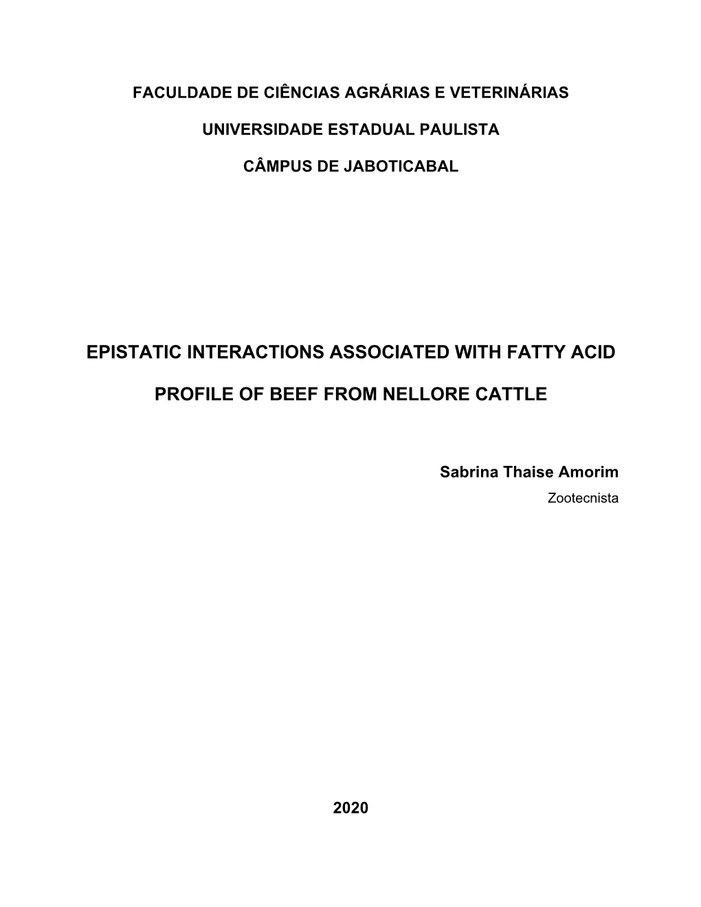 Epistatic Interactions Associated with Fatty Acid