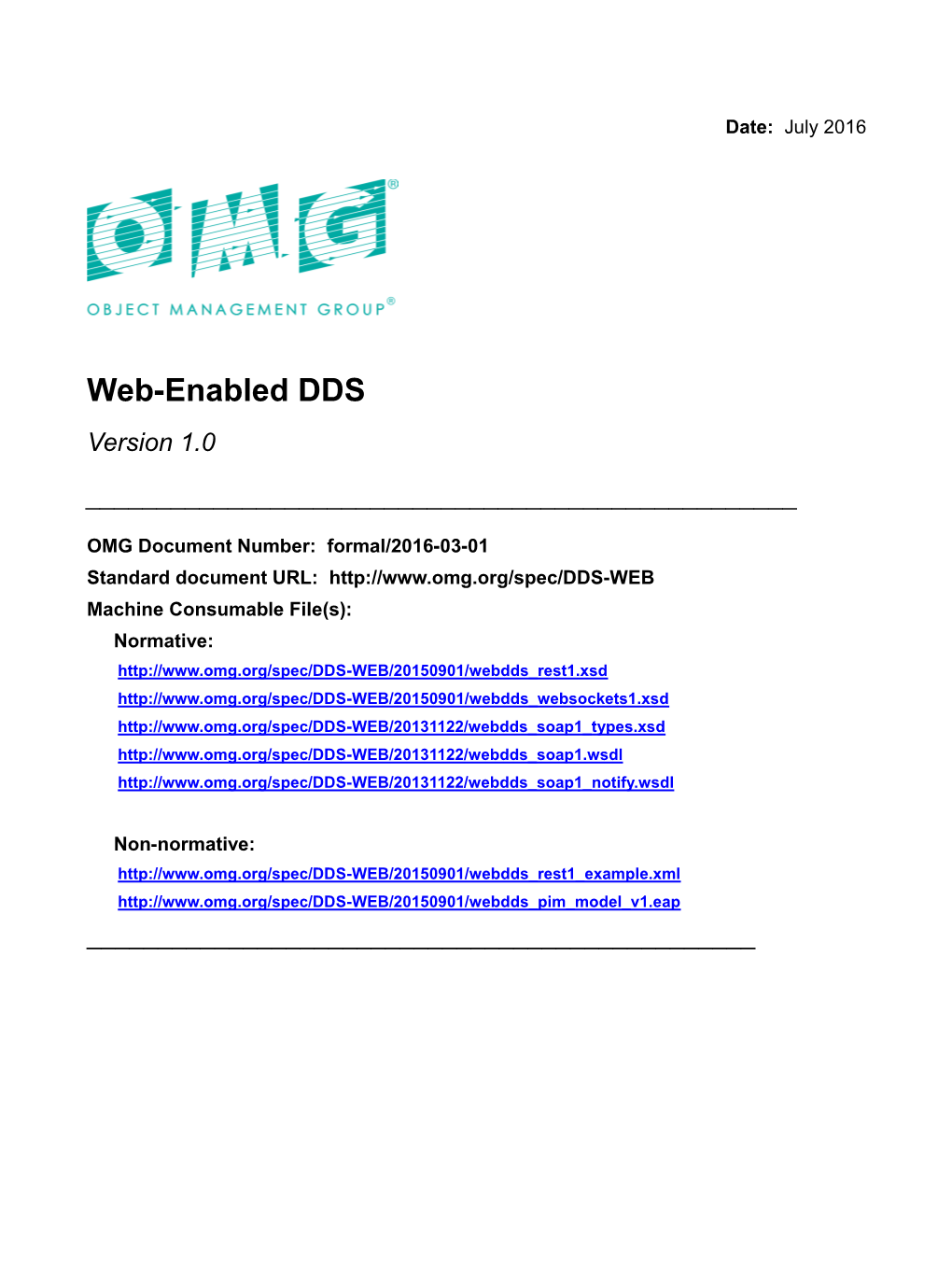 Web-Enabled DDS Version 1.0