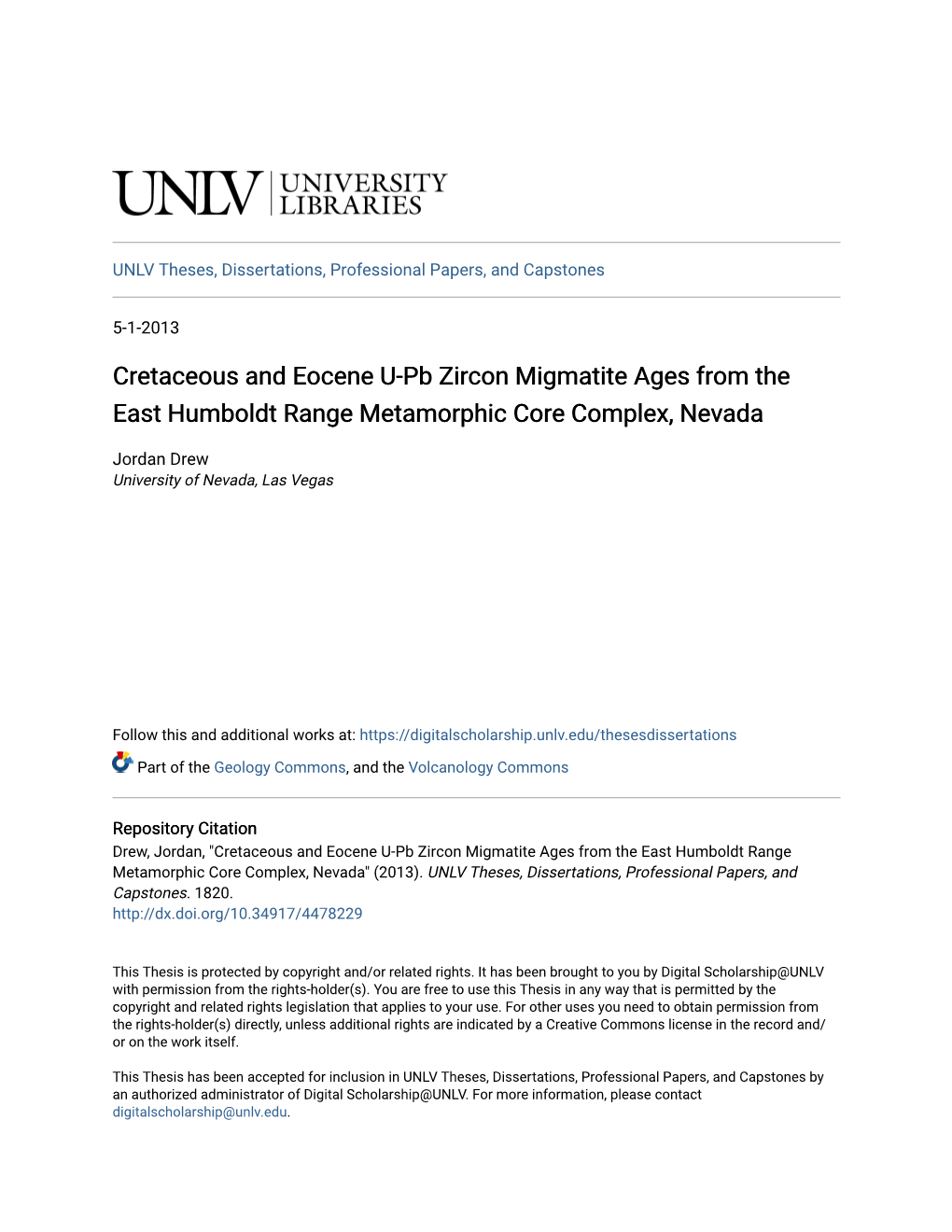 Cretaceous and Eocene U-Pb Zircon Migmatite Ages from the East Humboldt Range Metamorphic Core Complex, Nevada