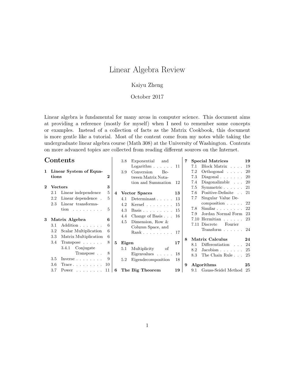 Linear Algebra Review