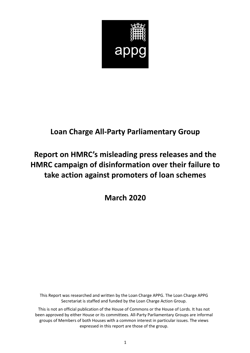 Loan Charge All-Party Parliamentary Group Report on HMRC's