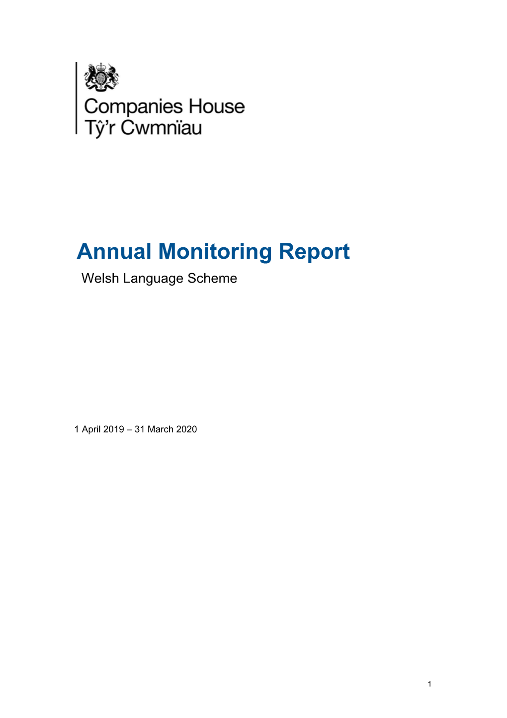 Companies House Welsh Language Scheme Monitoring Report 2019