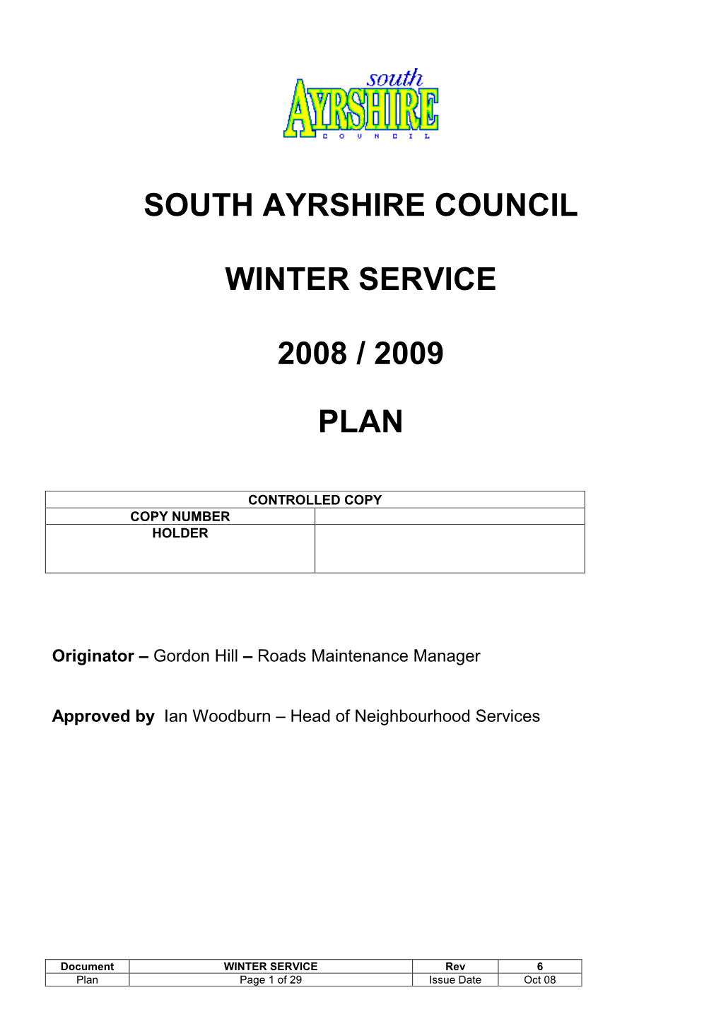 Winter Service Operational Plan