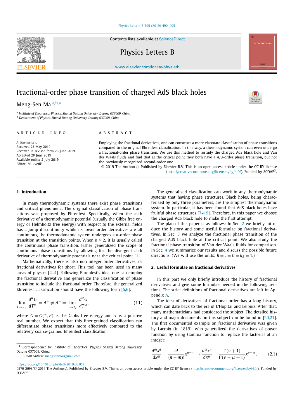 Fractional-Order Phase Transition of Charged Ads Black Holes