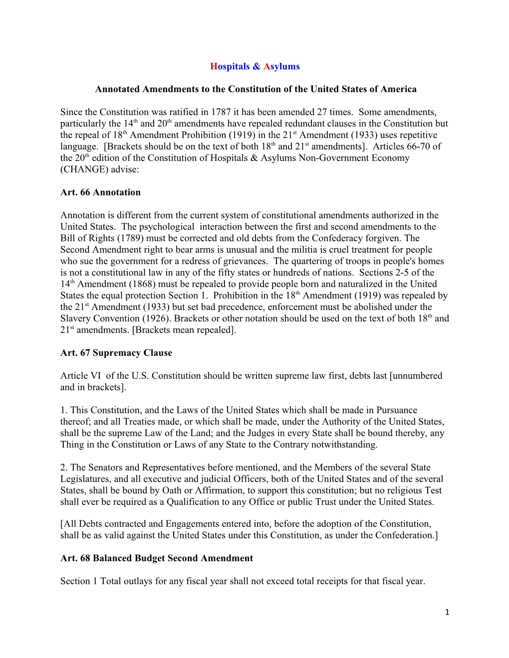 Annotated Amendments to the Constitution of the United States of America