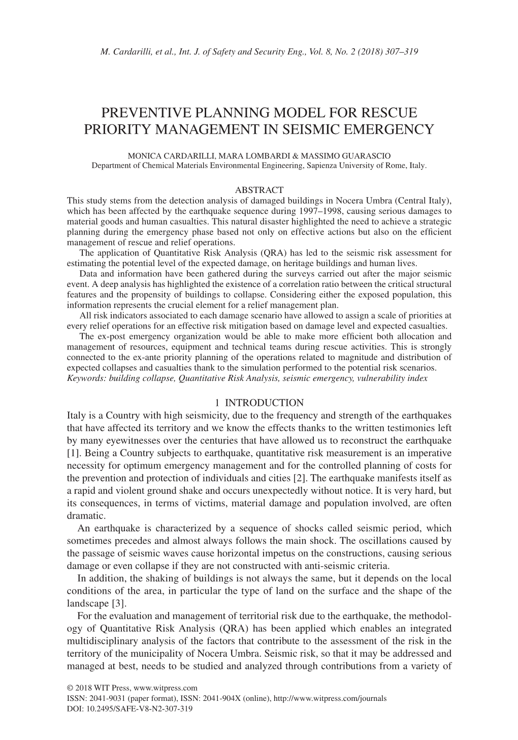 Preventive Planning Model for Rescue Priority Management in Seismic Emergency