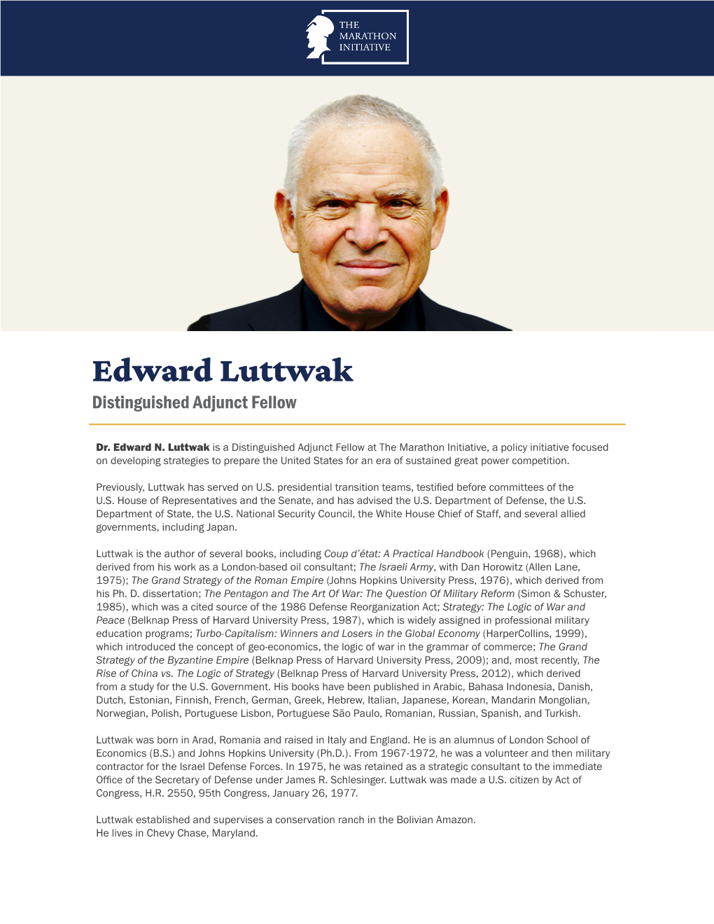 Edward Luttwak Distinguished Adjunct Fellow