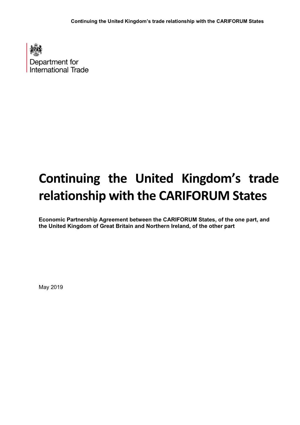 Continuing the United Kingdom's Trade Relationship with The