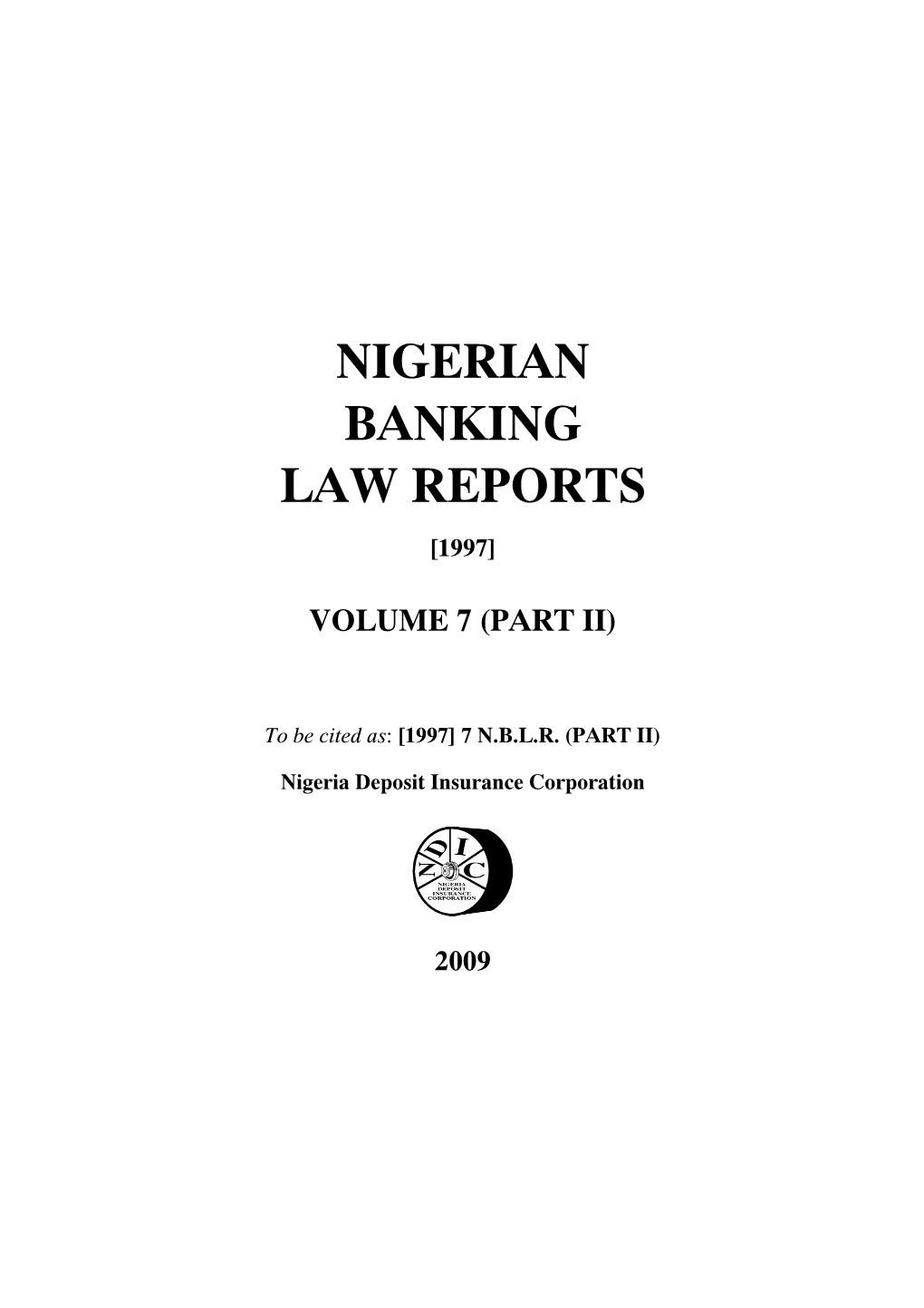 Nigerian Banking Law Reports [1997]