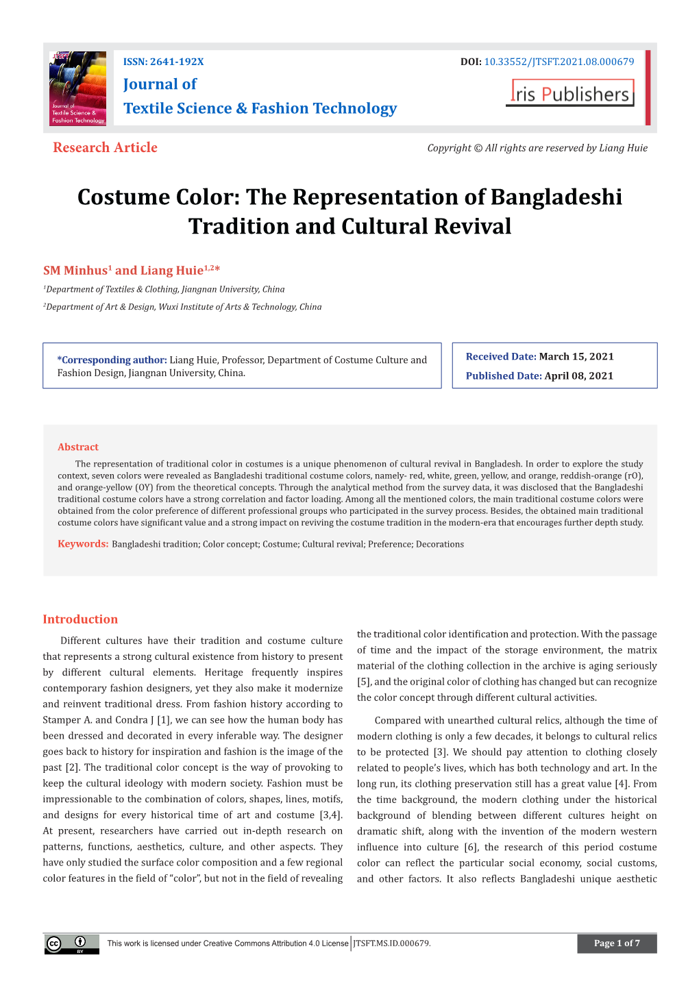 Costume Color: the Representation of Bangladeshi Tradition and Cultural Revival