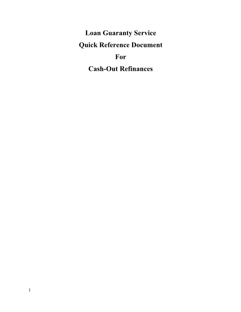 Cash-Out Refinances