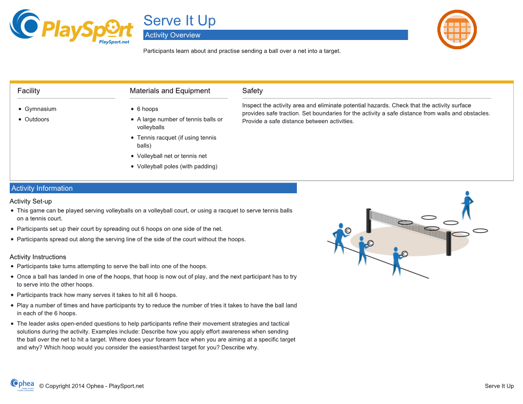 Serve It up Activity Overview