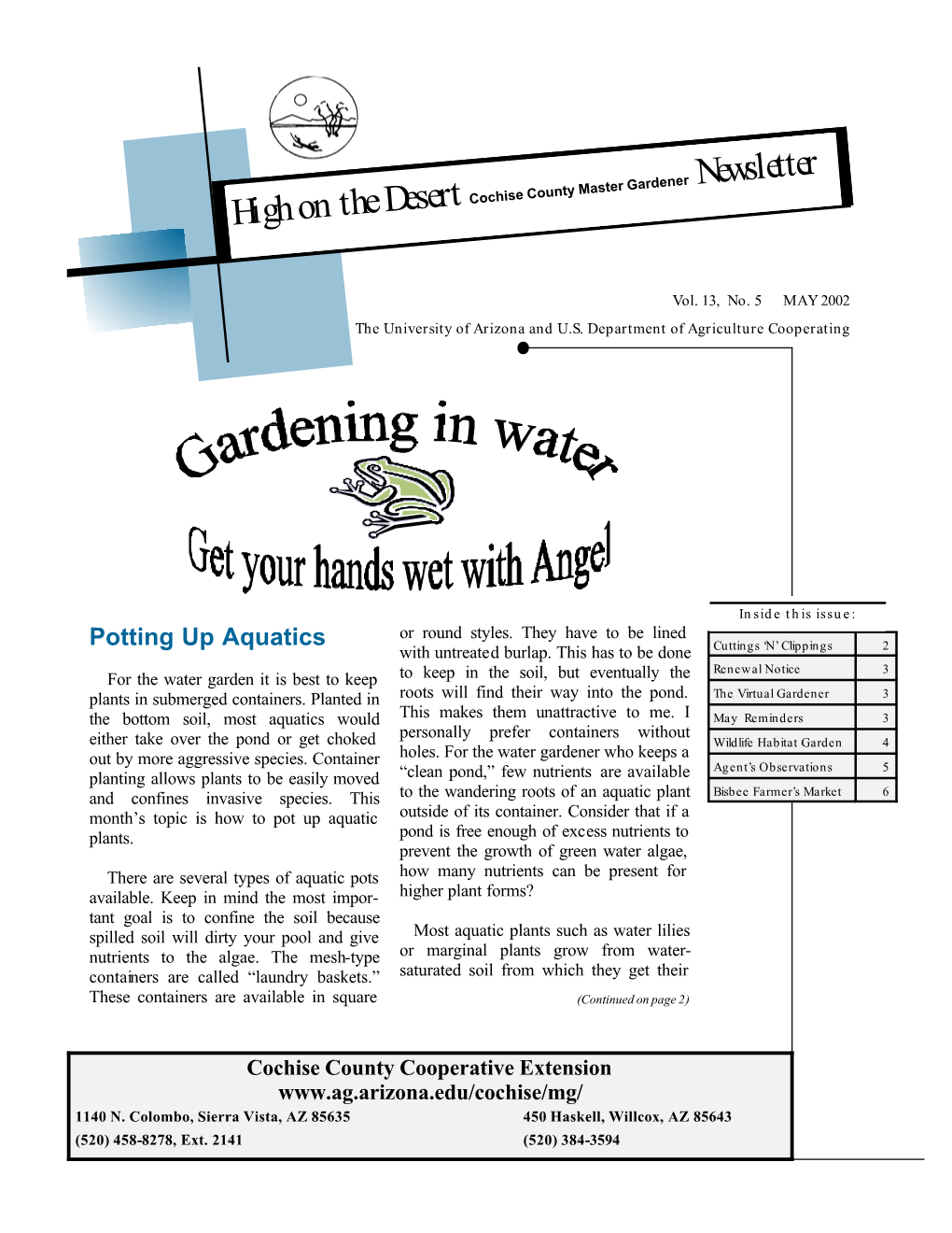 Newsletter Cochise County Master Gardener High on the Desert