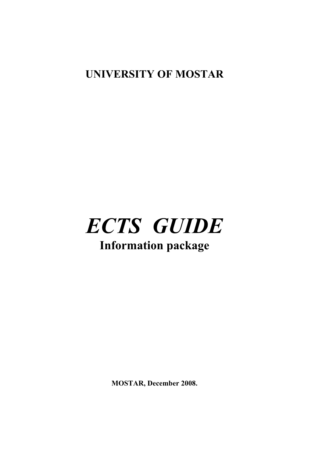 ECTS GUIDE Information Package