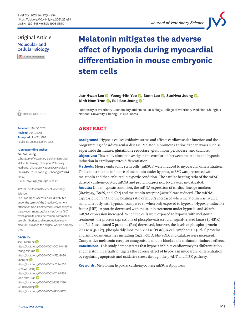 Melatonin Mitigates the Adverse Effect of Hypoxia During Myocardial