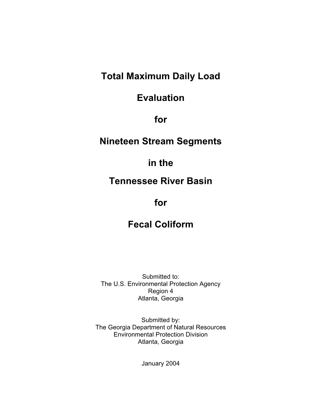 Fecal Coliform TMDL Report
