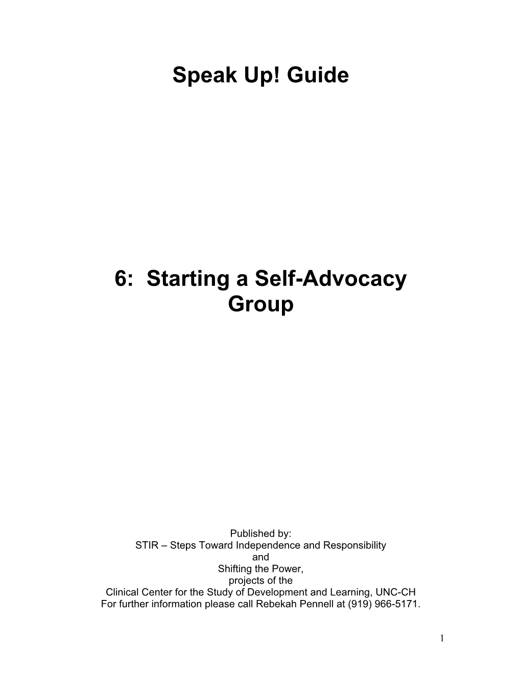 Starting a Self-Advocacy Group