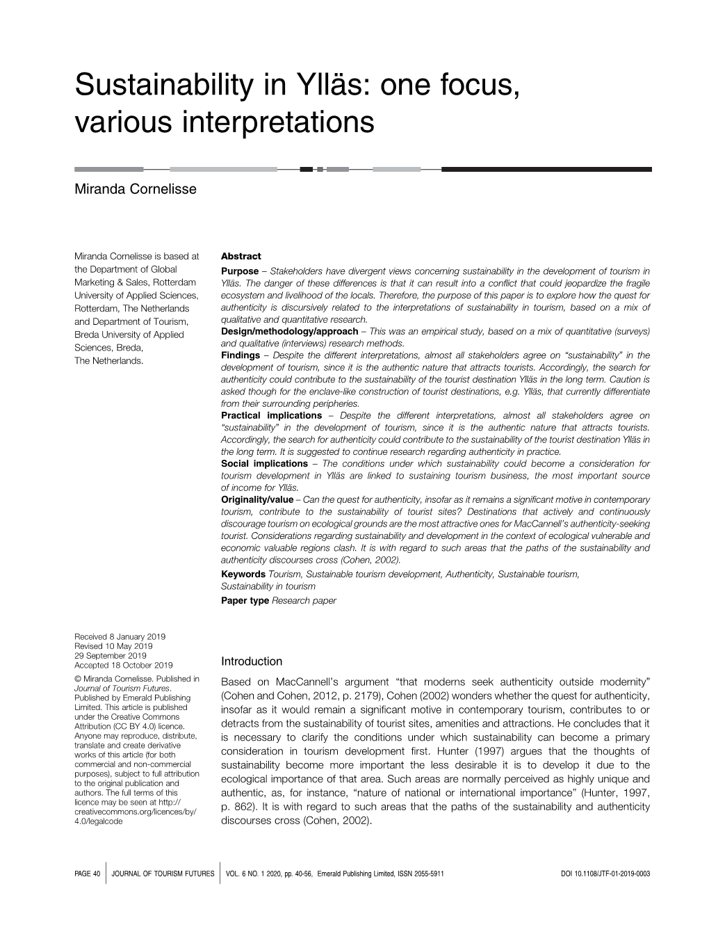 Sustainability in Ylläs: One Focus, Various Interpretations