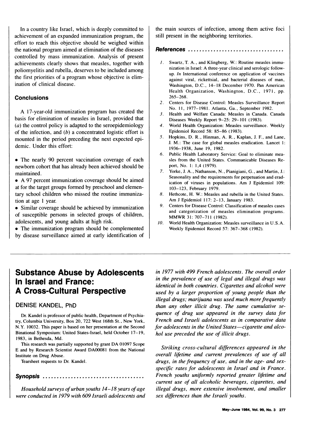 Substance Abuse by Adolescents in 1977 with 499 French Adolescents