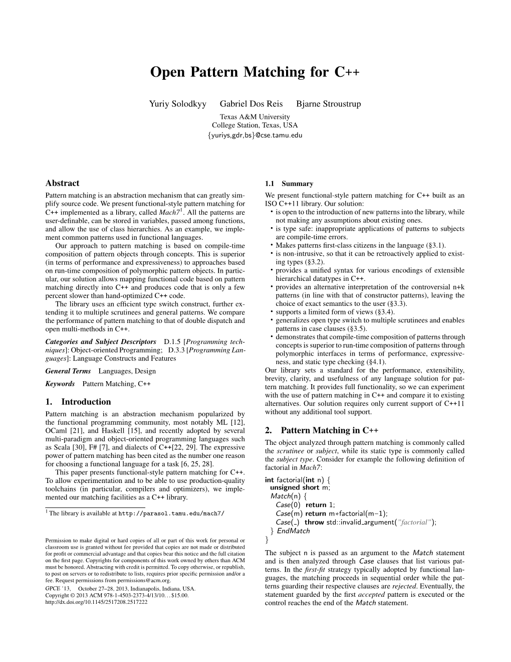 Open Pattern Matching for C++